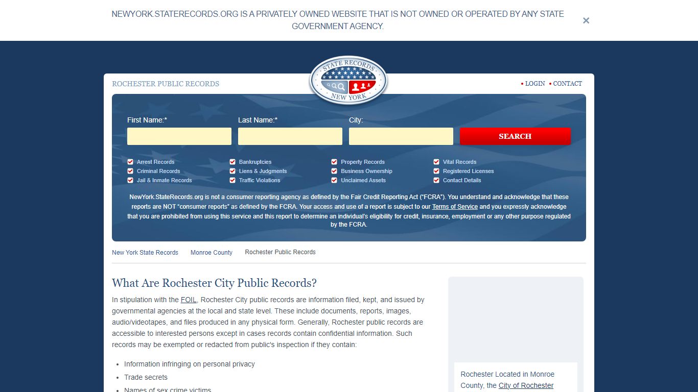 Rochester Arrest and Public Records | New York.StateRecords.org